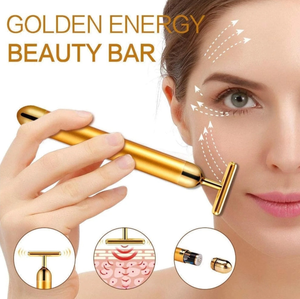 24K Gold Energy Beauty Bar Electric Facial Massage Roller